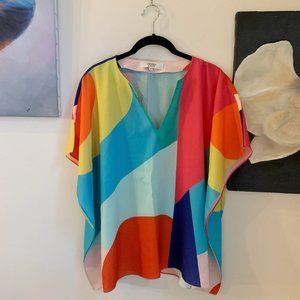 Maggie Top, Custom Color-Block Print